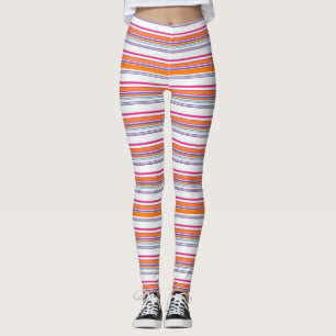 Cute pink orange stripes leggings
