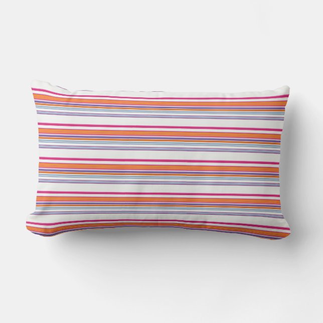 Cute pink orange stripes lumbar cushion (Front)