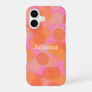Cute Pink Orange Watercolor Pattern Personalised iPhone 16 Case