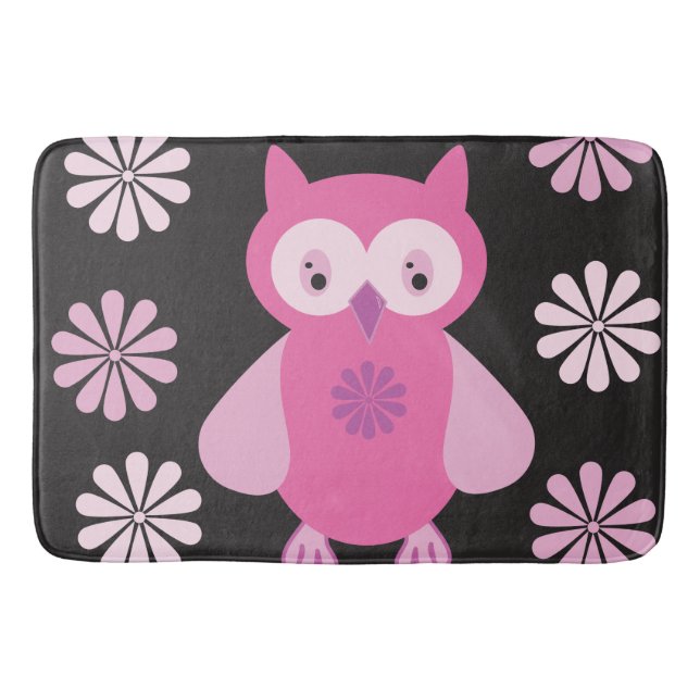 Cute pink owl bath mat (Front)