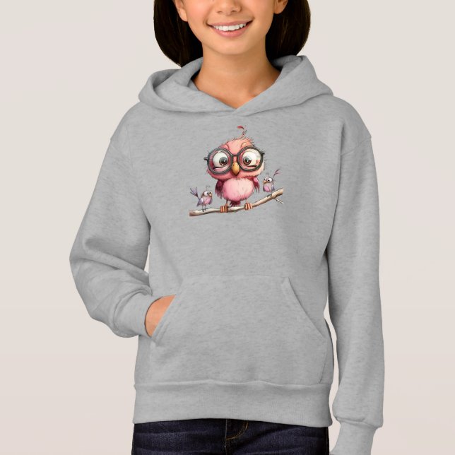 Cute Pink Owl & Birds Friends (Front)