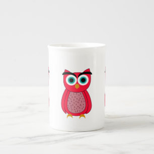 Cute Pink Owl Bone China Mug