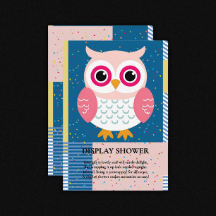 Cute Pink Owl Gender Neutral Woodland Baby Shower Enclosure Card