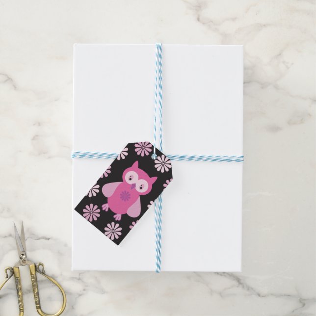 Cute pink owl gift tags (With Twine)