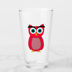 Cute Pink Owl Glass