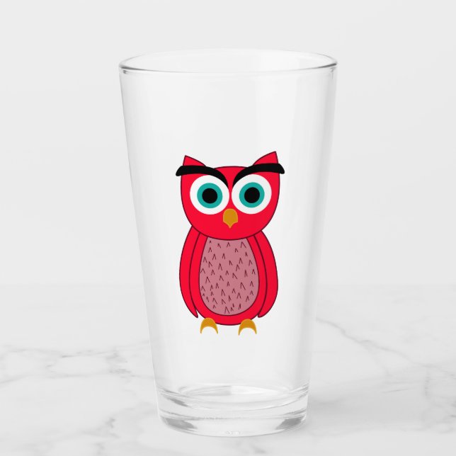 Cute Pink Owl Glass (Front)
