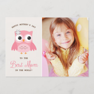Cute Pink Owl Happy Mother's Day Card