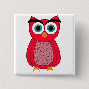 Cute Pink Owl Illustration 15 Cm Square Badge