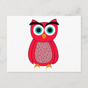 Cute Pink Owl Illustration Announcement Postcard