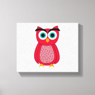 Cute Pink Owl Illustration Canvas Print