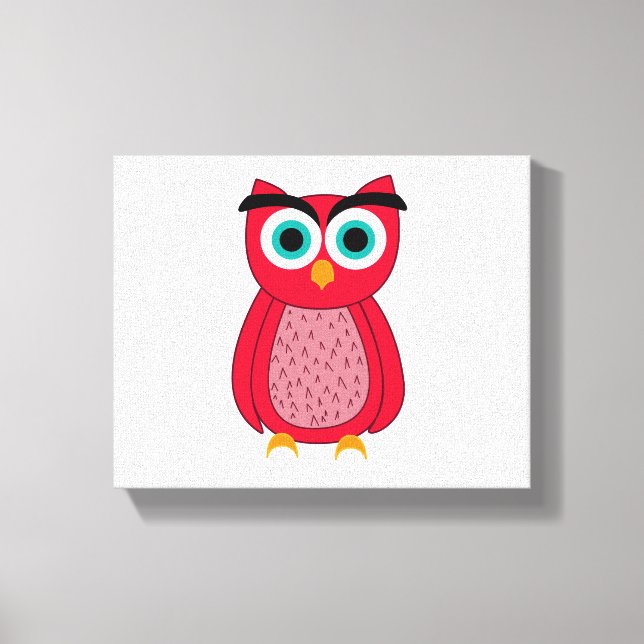 Cute Pink Owl Illustration Canvas Print (Front)