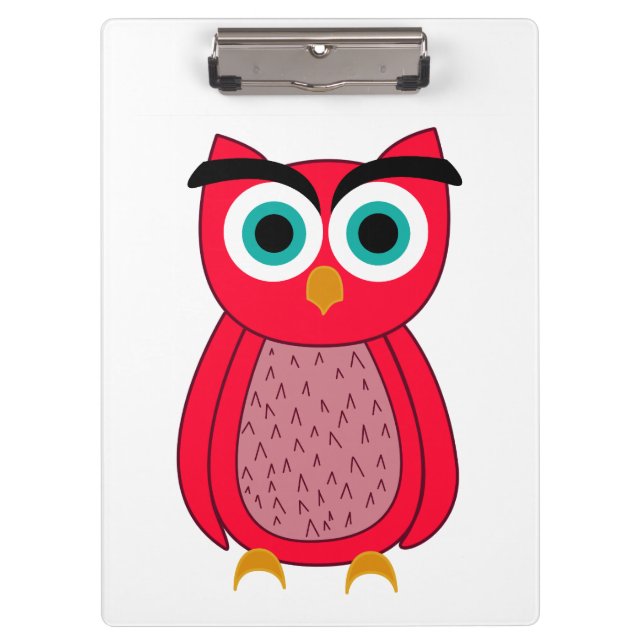 Cute Pink Owl Illustration Clipboard (Front)