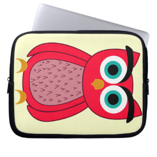 Cute Pink Owl Illustration Laptop Sleeve