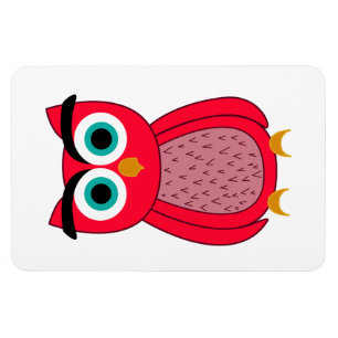 Cute Pink Owl Illustration Magnet