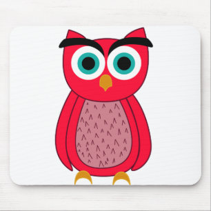Cute Pink Owl Illustration Mouse Pad