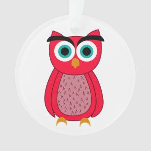 Cute Pink Owl Illustration Ornament