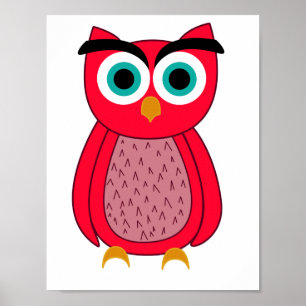 Cute Pink Owl Illustration Poster