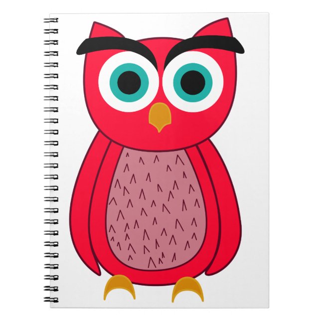 Cute Pink Owl Illustration Spiral Notebook (Front)