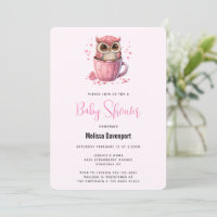 Cute Pink Owl in a Cup Baby Shower