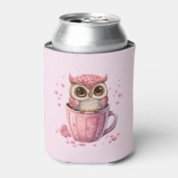 Cute Pink Owl in a Cup