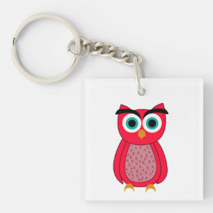 Cute Pink Owl Key Ring