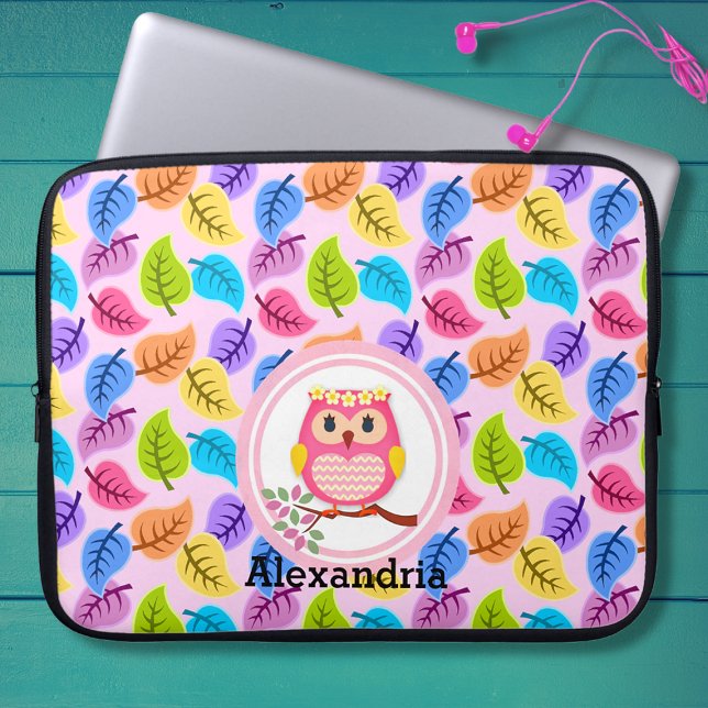 Cute Pink Owl Laptop Sleeve (Creator Uploaded)