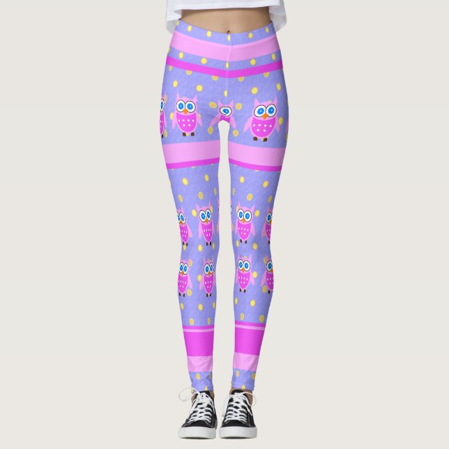 Cute Pink Owl Leggings (Front)