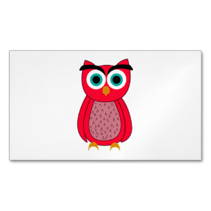Cute Pink Owl Magnetic Business Card