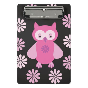 Cute pink owl mini clipboard