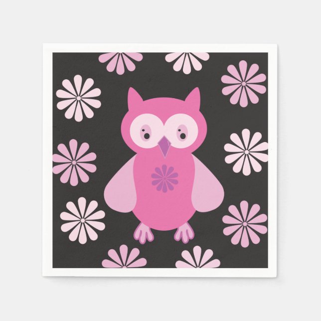 Cute pink owl napkin (Front)