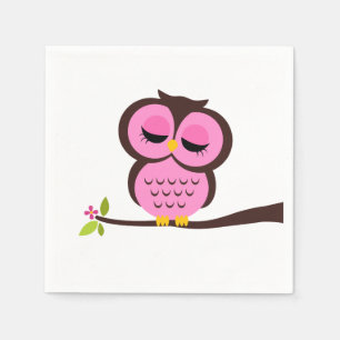 Cute Pink Owl Napkin