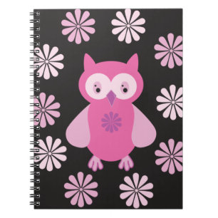 Cute pink owl notebook