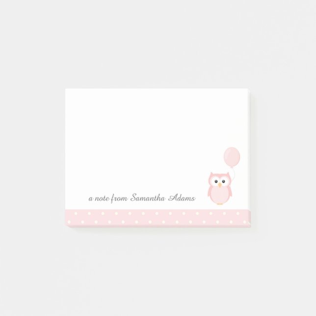 Cute Pink Owl Notes (Front)