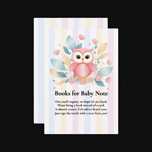 Cute Pink Owl Pastel Floral Design Baby Shower Enclosure Card