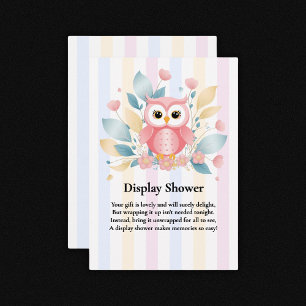 Cute Pink Owl Pastel Floral Design Baby Shower Enclosure Card
