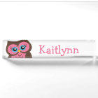 Cute Pink Owl Personalised Nameplate