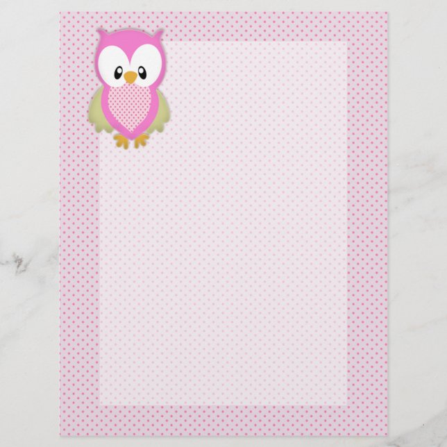 Cute pink owl polka dots pink pattern image print (Front)
