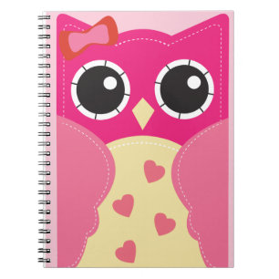 Cute Pink Owl Spiral Notebook