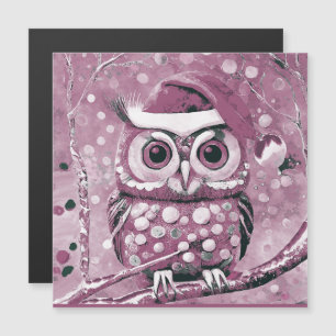 Cute Pink Owl Winter Days Blank 