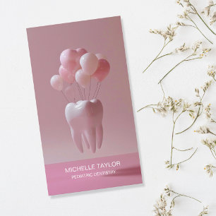 Cute Pink Paediatrics Family Dentist Tooth  Business Card
