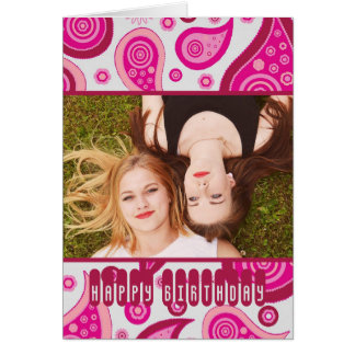 Cute Pink Paisley Custom Photo Birthday