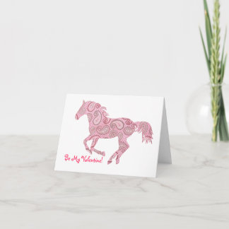 Cute Pink Paisley Horse Holiday Card