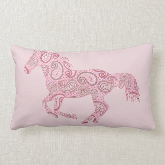 Cute Pink Paisley Horse Lumbar Cushion