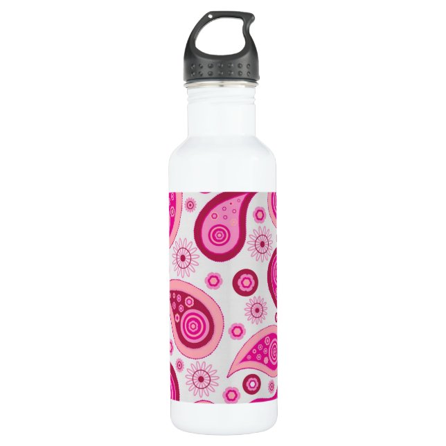 Cute Pink Paisley Pattern 710 Ml Water Bottle (Front)