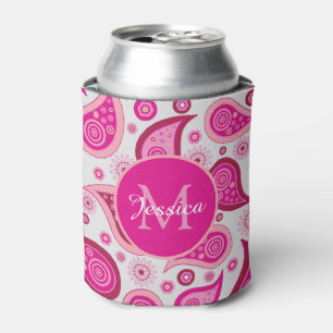 Cute Pink Paisley Personalised Can Cooler