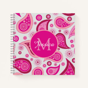 Cute Pink Paisley Personalised Notebook