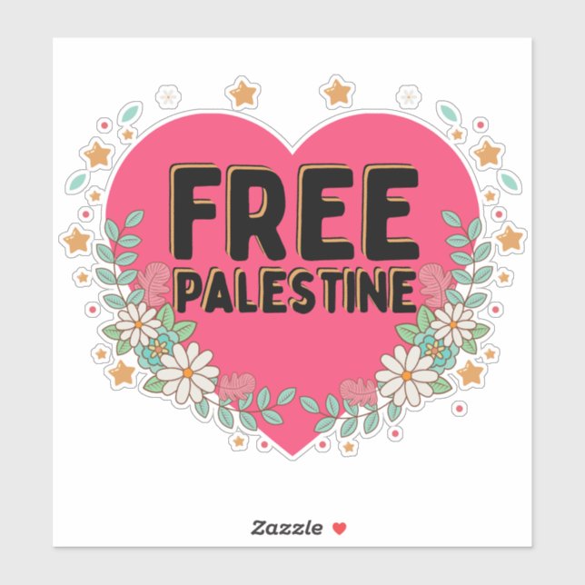 cute pink Palestine heart graphic design (Sheet)