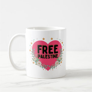 cute pink Palestine heart graphic design Coffee Mug
