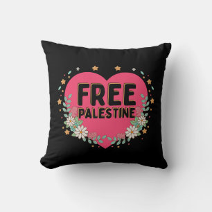 cute pink Palestine heart graphic design Cushion