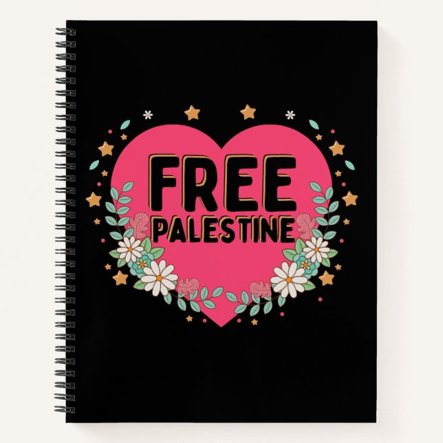 cute pink Palestine heart graphic design Notebook (Front)